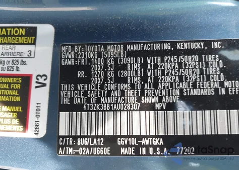 2010 Toyota Venza Base V6 z USA, uszkodzony, nr VIN 4T3ZK3BB1AU028307